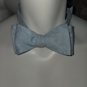 Bow Tie Light Blue Linen Blend‎ Adjustable Neck Neckwear Men Formal Summer